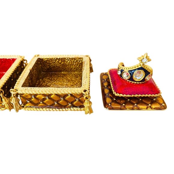 King Queen Crown Enamel Trinket Boxes Set of 2 Ring Jewelry Holder Wedding - Picture 7 of 12